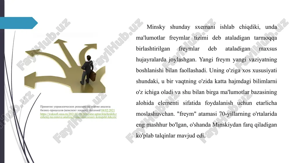 20-asr amerikalik sotsiologi, oʻz tadqiqotlarida g.beytson asarlariga tayangan i.goffmanning kontseptsiyasi freymlar nazariyasi bilan chambarchas bogʻliq. eslatib o‘tamiz, i.xoffman o‘z ustozini g.beytsonda ko‘rgan va uning barcha izlanishlarini hurmat qilgan. xoffman freymi - bu dunyoning rasmini dalillar va mulohazalarning aralashuvisiz izchil ravishda loyihalash yoki takrorlash uchun individual ongning ma'lum bir qobiliyatidir, deb hisoblagan. aslida, bu uning freym nazariyasining asosiy ma'nosidir [4, p. 4–467]. xoffman nuqtai nazaridan, dunyo kundalik hayot bo'lib, unda barcha harakatlar tanish va takrorlanadi. bunday dunyoda inson hayotining ko'p qismini o'tkazadi. sub’yektlarning erishishi kerak bo'lgan maqsadlari mavjud vaziyatning mohiyatini aniqlash va tushunish; mavjud vaziyatda faol bo'lish yoki ehtiyoj va qiziqish foizi tufayli uni to'xtatib turish. o'zingiz uchun ma'lum bir rolni "ta'minlang"; semantik tushuncha butunlay uning mazmuniga bog'liqligi umumiy qabul qilingan. ammo i.goffman buni rad etadi va vaziyatning o'ziga xos xususiyatlari aynan freym - abstraksiya (assotsiatsiya), shaxs ongi tomonidan proyeksiyalangan modelga bog'liqligini, ya'ni mavjud vaziyatning freymsini tan olishga muvaffaq bo'lgan odamni …
