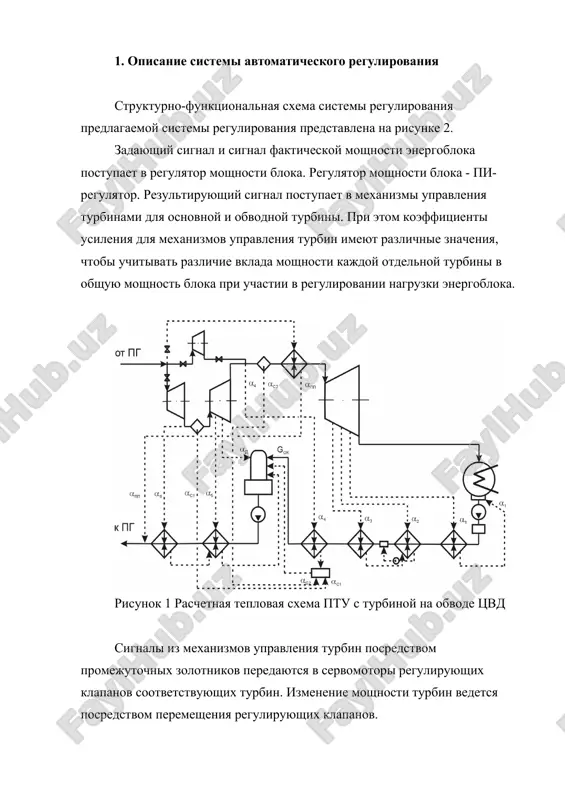 ennix nujd bloka). usloviya, zapisannie v uravneniyax dlya reguliruyushix klapanov turbin, realizuyut algoritm nabora i sbrosa nagruzki poocheredno osnovnoy i vspomogatelnoy turbinoy. na risunke 3 privoditsya grafik izmeneniya moshnosti kajdoy turbini i bloka v tselom v zavisimosti ot izmeneniya zadaniya po opredelennoy programme. v dannom sluchae sisteme upravleniya daetsya zadanie razgruzit blok na pyatoy sekunde raboti do polovinnoy moshnosti. pri etom snijenie nagruzki neobxodimo sdelat za 10 sekund. dalee, prorabotav na ponijennoy moshnosti v techenie 10 sekund, sisteme upravleniya daetsya zadanie nabrat moshnost za 10 sekund, pri etom velichina zadaniya uvelichivaetsya so vremenem po kakomu-to zakonu. risunok 3 izmeneniya moshnosti turbin pri sbrose i nabore nagruzki na risunkax 4 i 5, sootvetstvenno, privedeni grafiki raboti reguliruyushix klapanov turbin i izmeneniya moshnosti turbin pri sbrose nagruzki. oni demonstriruyut pravilnost sostavleniya algoritma zakritiya i otkritiya reguliruyushix klapanov osnovnoy i vspomogatelnoy turbin. pri etom snachala proisxodit razgruzka menee ekonomichnoy vspomogatelnoy turbini, i lish …
