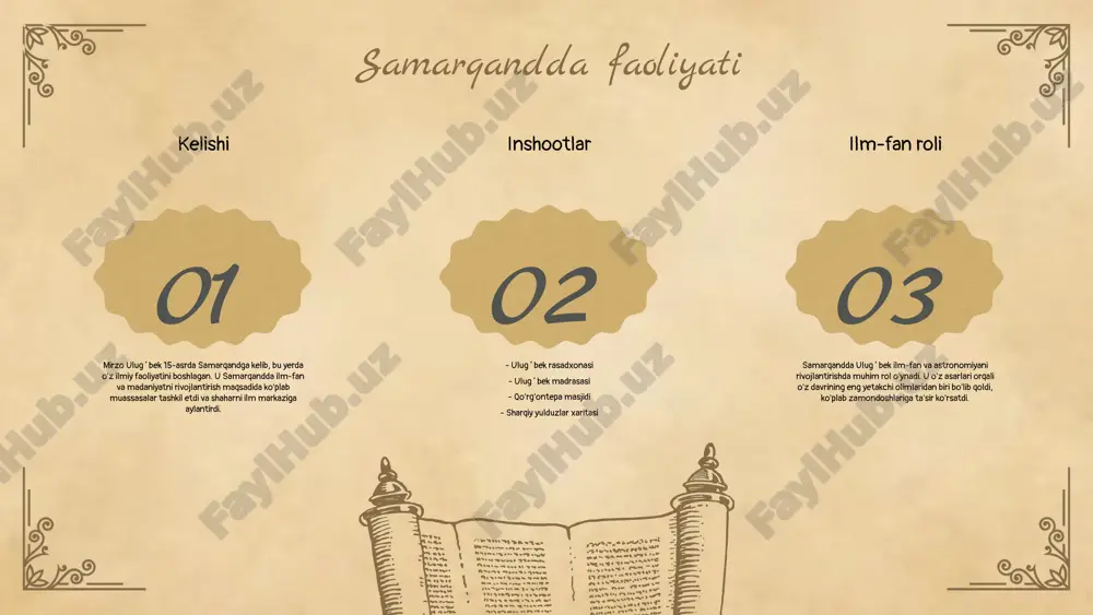 a ularning bugungi davrdagi ta'siri zamonaviy tarixiy talqinlar uchun muhimdir. mirzo ulug‘bekning “tarixi arba ulus” asari 1425-yilda yozib tugallangan. ushbu asarning yozilishida mirzo ulug‘bekning ilmiy, tarixiy va falsafiy qarashlari muhim o‘rin tutadi. masalan, kitobning ingliz tiliga qisqartirilgan tarjimasini o‘rgangan ingliz sharqshunos olimi mayls asarni “shajrat at-atrak” (turklar shajarasi) [10:182], deb tanqidiy baholagan. keyinchalik asar olim va tadqiqotchilar tomonidan chuqur o‘rganilgan. natijada, uning faqat yofas o‘g‘lon, o‘g‘li turkxon va farzandlari, tatar-mo‘g‘ul turk tabaqalari, shuningdek, ularning podsholarigina “shajaratul atroq” asosida yozilgani ma’lum bo‘ldi. chunki tarjima qilingan asarning oxirgi sahifasida u: “bu qo‘lyozma – “ulusi arbayi chingizi”dir deb ta’kidlaydi. shuningdek, u ushbu risolada turk hukmdorlari bo‘lgan turk xoqoni ibn yofas, ibn nuh ismini keltiradi va ular turkiston zaminida hukmronlik qilganini aytib o‘tadi. ziji jadidi koʻragoniy va astronomiya photo by uta scholl on unsplash tarixi arba ulus asarida muhokama qilingan e'tirozlar va bahsli masalalar zamonaviy baholar bilan birga ko'plab olimlar tomonidan tahlil qilingan. asarning …