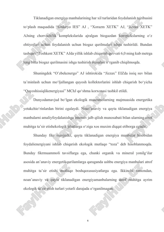 ishi va suvda o‘sadigan o‘simlarning (shu jumladan, zaxarli ko‘k-yashil o‘simliklar) o‘sishi keskinlashadi. ushbusabalardan, hamda suvning yangilanishi sekinlanish oqibatda uning o‘z-o‘zidan tozalanish qobiliyati pasayadi. suvning sifati yomonlanishida ko‘pchilik jonliklarning yo‘qolishiga olib keladi. baliqlar kasallanishi (ayniqsa gelmintlar bilan yuqtirishi) ko‘payadi. baliqlarning migratsiya yo‘llari buziladi, yem-xashak va nerest joylarning yemirilishi sodir bo‘ladi. daryo tizimlarni suv omborlar bilan bekilishi oqibatda ular tranzitli bo‘lmay, tranzitliakkumulyativlarga aylanadi. biogen moddalardan tashqari, bu yerda og‘ir metallar, radioaktiv elementlar va uzoq yashash muddatiga ega bo‘lgan turli xil zaxarli kimyoviy moddalar akkumulyatsiyalanadi. suv omborlarni bartaraf etilgandan keyin egalangan yerlarni qaytadan foydalanish imkoniyati akkumulyatsiyalangan mahsulotlar sababli bu narsa muammoli masala bo‘lib qoladi. gidroresurslar hisobidan olinadigan energiya nisbatan arzon bo‘lganligiga qaramastan, energetik balansda uning ulushi asta-sekin kamaib bormoqda. bu narsa eng arzon resurslarning tugatilishi, hamda yalang joylardagi suv omborlarning katta yer maydonlarni egallashi bilan bog‘langan. kelgusida geslarda dunyoda energiyani ishlab chiqarish umumiy energiyadan 5%-dan oshmaydi. suv omborlar sezilarli darajada atmosferadagi jarayonlarga ham …