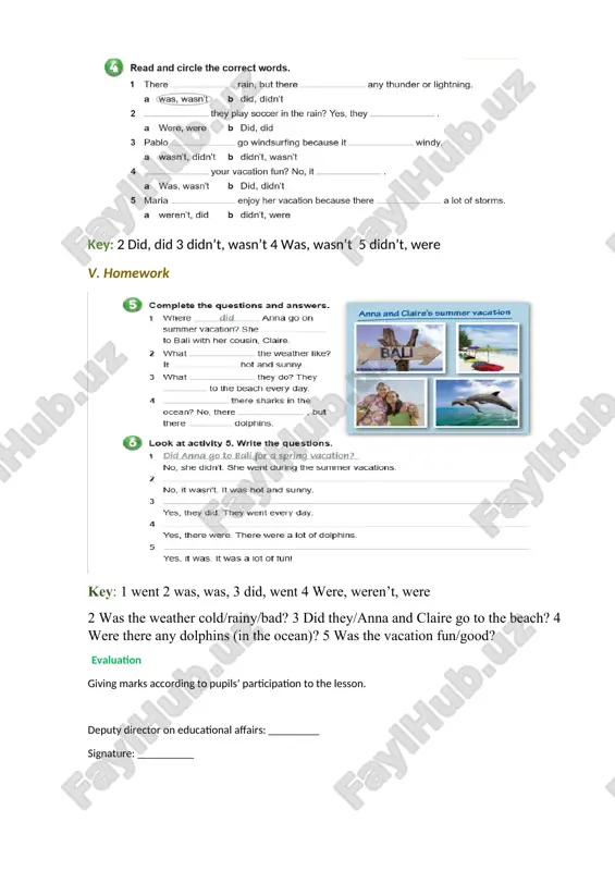 6-sinflar uchun vacations and weather mavzusida dars ishlanma - Page 5