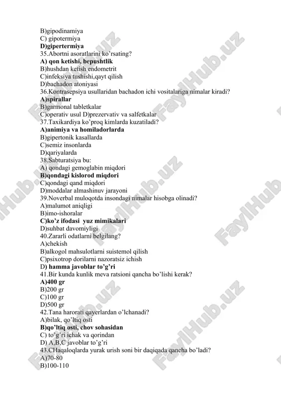 jamiyat sog‘liqni saqlash va tibbiy statistika testlari - Page 5