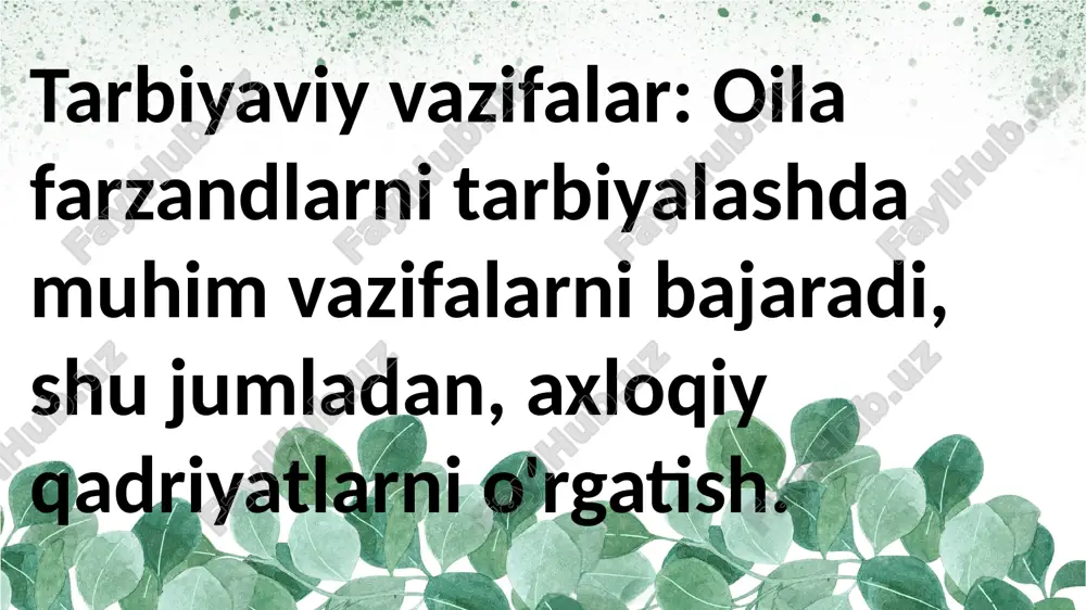 oila va uning asosiy funktsiyalarini shakllantirish - Page 5