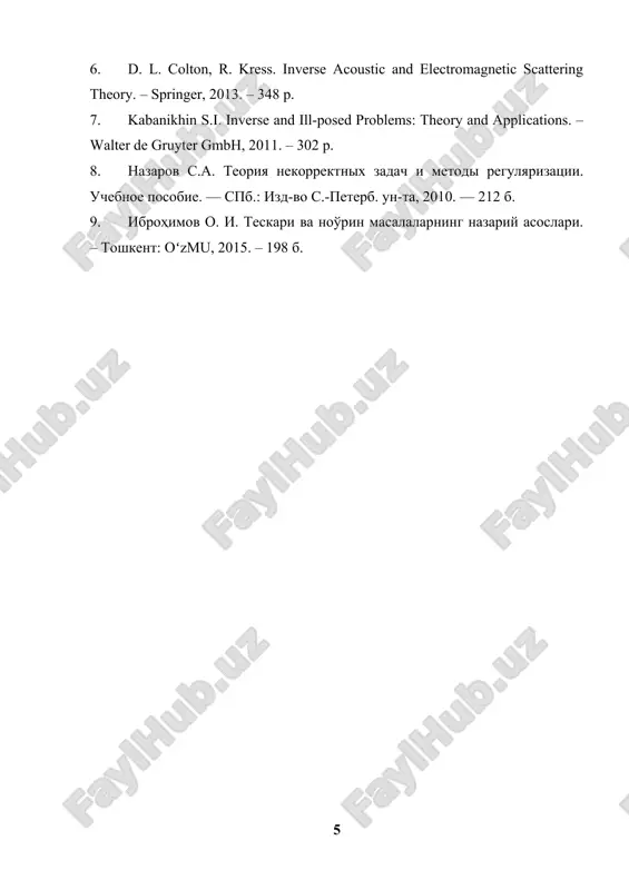 nokorrekt va teskari masalalar taʼrifi va ularga misollar - Page 5
