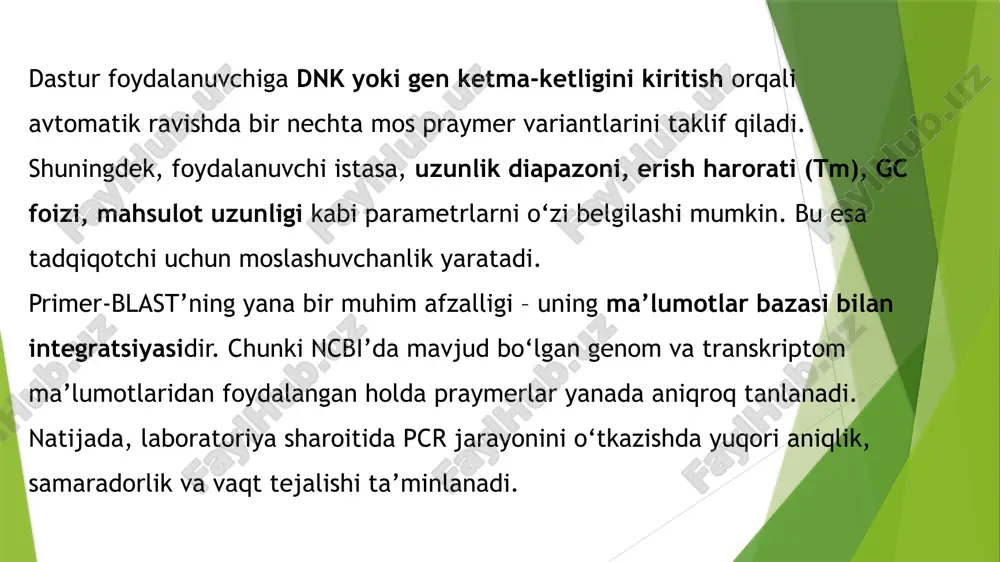 primer-blast dasturida pcr uchun praymerlarni loyihalash - Page 5
