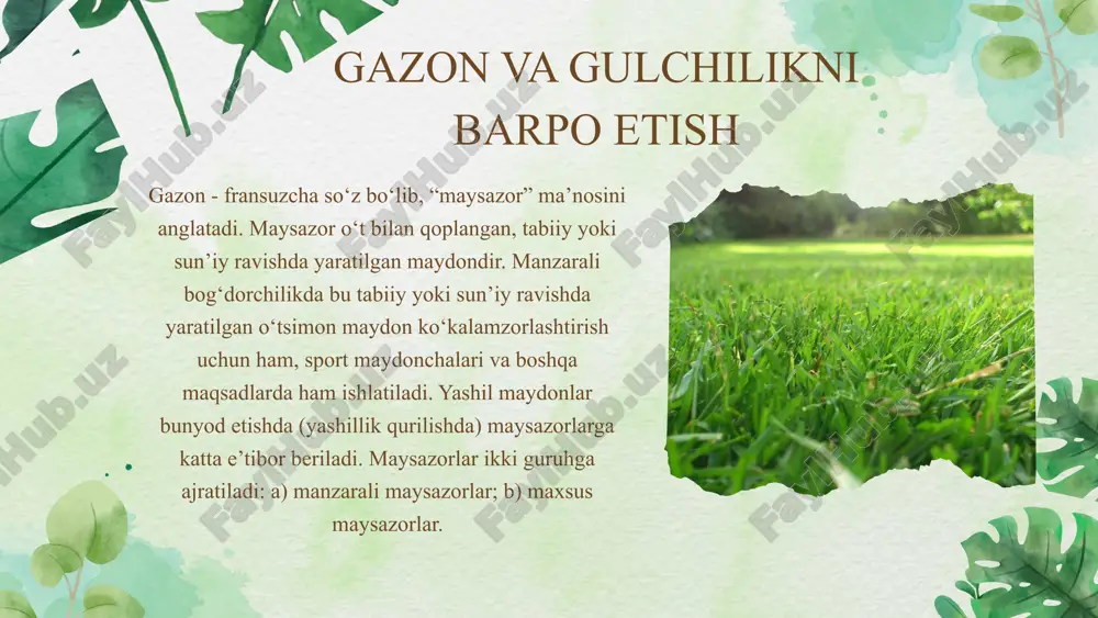 , 2019 yil 4. karimov, a. - "fitosanitariya va gulchilik" – rossiya: "oqil" nashriyoti, 2017 yil 5. mahmudov, f. - "gullarning yangi navlarini yaratish" – o‘zbekiston: "fayz" nashriyoti, 2021 yil 6. saidov, s. - "issiqxona va gulchilikda yangi texnologiyalar" – o‘zbekiston: "agrosanoat" nashriyoti, 2022 yil 7. xodjayev, i. - "zamonaviy gullar va ularni parvarishlash" – o‘zbekiston: "yoshlik" nashriyoti, 2021 yil image1.png image2.png image3.png image4.png image5.png image6.png image7.png image8.png image9.jpeg image10.jpeg image11.jpeg image12.png image13.jpeg image14.jpeg image15.jpeg image16.jpeg image17.jpeg /docprops/thumbnail.jpeg