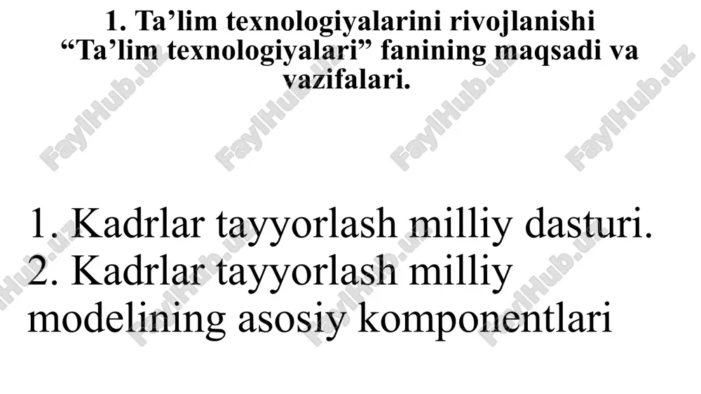 va yillik o‘quv soatlari, shuningdek, o‘quv yili tuzilishini belgilovchi me’yoriy hujjat. ommaviy ta’lim sharoitida talabalarning to‘la uzlashtirishiga qanday qilib erishish mumkin? bunda uchta yo‘lni ko‘rsatish mumkin: birinchi y o ‘l - bu o‘zlashtirish mezonini pasaytirish, ko‘pchilik hollarda shu yo‘l tanlanadi. shu sababdan hozirgi paytda o‘quv materialini, o‘quv fanini 55% ga o‘zlashtirgan talaba ijobiy baholanadi. tabiyki, bu yo‘lning istiqboli yo‘qdir. ikkinchi y o ‘l – professor-o‘qituvchilar tarkibini faqatgina oliy darajali, ajoyib professor va dotsentlardan tuzish. ularning har biri o‘ziga xos o‘qitish usullari va yo‘llari tufayli, tayyorgarlik darajasi butunlay har xil bo‘lgan talabalarning to‘la o‘zlashtirishini ta’minlaydilar. hakiqatda, bir guruhda kirish sinovlari fanlari bo‘yicha o‘zlashtirish darajasi 30% dan 90% va undan ortiq bo‘lgan talabalar o‘qishi mumkin. bu yo‘l haqiqatdan uzoq va ideallashtirilgan yo‘ldir. barcha talabalar iqtidorli bo‘lmaganidek, o‘n minglab professor-o‘qituvchilar tarkibi ham xuddi shunday, iqtidorli, oliy darajali bo‘la olmaydi. uchinchi y o ‘l - o‘quv jarayoniga pedagogik texnologiyani joriy etish bo‘lib, ular o‘qish …