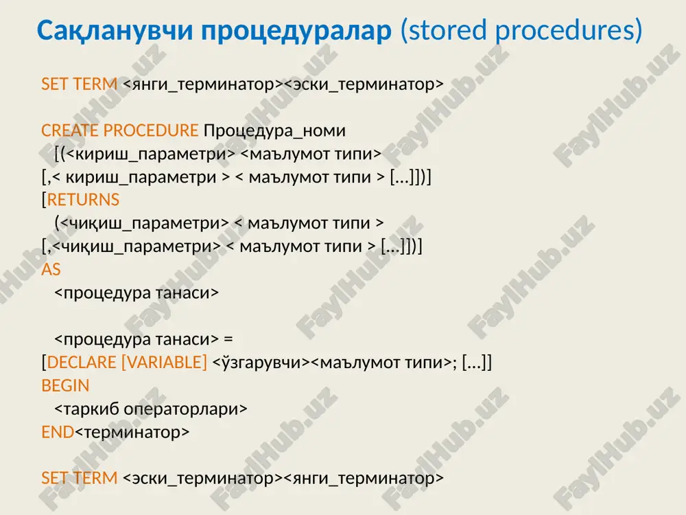 saqlanuvchi protseduralar (stored procedures) - Page 5