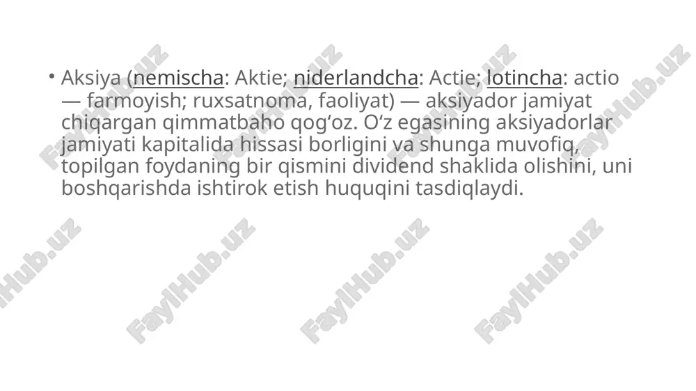 p/e dan tashqari) peg multiplikatori ushbu ko’rsatkich p/e ning sof foydaning o'sish sur’atiga nisbatini ko'rsatadi. u qanchalik past bo'lsa, aksiyalarning qadrsizlanishi ehtimoli shunchalik yuqori bo'ladi. uning vazifasi – aksiyani baholashda emitent nafaqat o’tgan moliyaviy natijalar bo’yicha, balki kelajakdagi korxona daromadining o’sish istiqbollarini ham hisobga olishga to’g’ri keladi. peg koeffitsienti investorlarga uchta ko'rsatkichning o'zaro bog'liqligini ko'rsatadi: joriy aktsiyalar narxi. bir aksiya uchun daromad. kelajakda daromadning o'sishi. peg ni aniqlash formulasi peg = (p/e) / eps growth p – korxonaning kapitallashuvi, ya’ni korxonaning umumiy bozor qiymati (bir dona aksiya narxini muomaladagi barcha aksiyalar soniga ko’paytirish orqali aniqlanadi). e – bu hisobot yilidagi korxonaning sof foydasi. eps (earnings per share) growth – korxona aksiyalari bo’yicha daromadning prognozli o’sish ko’rsatkichi (foizda ifodalanadi). qoida tariqasida, uning qiymatini aniqlash uchun so'nggi 3-5 yildagi o'rtacha foyda o'sish sur'ati qo'llaniladi. agar peg 1 dan kam bo'lsa investorlar aksiyani o'rtacha narxda sotib olishdan foyda olishlari mumkin. aksincha, agar peg …