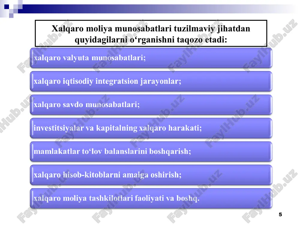 htirokini baholash mumkin. jahon iqtisodiyotida roʻy bergan oʻzgarishlar xalqaro moliya munosabatlarining istiqbolda rivojlanish tendentsiyalarini belgilab berdi: * xalqaro moliya munosabatlari sohasida ikki tomonlama munosabatlardan koʻp tomonlama munosabatlarga oʻtish; jahon xo’jaligida xalqaro mehnat taqsimotining chuqurlashuvi; xalqaro savdo munosabatlarining an’anaviy tovarlar savdosidan milliy ishlab chiqarish jarayonlarida bevosita xizmat koʻrsatish vositasiga aylanib borishi; kapital migratsiyasining globallashuvi; hududiy iqtisodiy integratsiya jarayonlarining yanada kengayishi va jadallashuvi. xalqaro moliya munosabatlari rivojlanishida kapitalning xalqaro harakati, ayniqsa, toʻg’ridan-toʻg’ri xorijiy investitsiyalar shaklida u yoki bu mamlakatga kirib borishi, xalqaro savdoning mahsulotlar, turli xizmatlar koʻrsatish, texnologiyalar sohasidagi rivoji ijobiy omil sifatida ta’sir koʻrsatmoqda. * jahonda toʻg’ridan-toʻg’ri xorijiy investitsiyalar rivojlanishi dinamikasi (mlrd. aqsh.doll) * unctad, world investment report 2024. investment facilitation and digital government. new york and geneva, 2024. aqsh, kanada, buyuk britaniya, yaponiya, germaniya, gollandiya, frantsiya kabi mamlakatlar xalqaro bozordagi asosiy investorlar boʻlib, toʻg‘ridan-toʻg‘ri xorijiy investitsiyalar taklifini shakllantiradigan mamlakatlar hisoblanadilar. jumladan, 2023 yilda xorijga chiqarilgan jami toʻg‘ridan-toʻg‘ri xorijiy investitsiyalarning 30,3 …