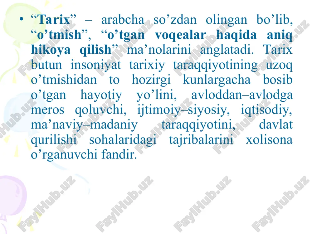 b yoyilishi; hunardmanchilik ishlab chiqarishining rivojlanishi natijasida iqtisodiy hamda madaniy aloqalar va savdo-sotiqning taraqqiy etishi; tabiiy-geografik hamda harbiy-strategik shart-sharoitlar. olib borilgan tadqiqotlar natijalariga qaraganda shahar madaniyati dastavval shimoliy baqtriyaga (surxon vohasi) keyin esa so‘g‘diyona (qashqadaryo, samarqand, buxoro vohasi), xorazm va farg‘ona hududlariga tarqaladi. afrosuyob qo'rg’oni. afrosiyobga kelgan koreys elchilari - qadimiy devorlaridagi surati “avesto”dagi qadimgi jamiyat tarkibi va boshqaruv tartibi “avesto” tushunchalari boshqaruv tartibi “dmana”, “nmana”- uy, oila uy egasi, oila boshlig‘i “vis”- urug‘, qishloq qishloq oqsoqoli “varzana”-qo‘shni qishloq oqsoqollar kengashi “zantu”- qabila, tuman tuman hokimi “daxiyu” - viloyat viloyat hokimi “daxiyusasti” - mamlakat mamlakat hokimi urug’chilik tuzumining belgilari: qarindoshlik asosida birlashish; mehnat qurollarining umumiyligi; oziq-ovqat mahsulotlarining teng taqsimlanishi; odamlarning bir ota yoki ona atrofida birlashishi; davlatchilikning kelib chiqishi jarayoni urushlar harbiy yo‘lboshchilik funksiyasi asirlar chorvachilik hunarmandchilik sug‘orma dehqonchilik ishlab chiqarishning o‘sishi boylikni to‘plash ma’muriy funksiyalar harbiy zodagonlar jamoa zodagonlari qaram kishilar xo‘jalikdagi boshqaruv funksiyasi jamoa vakillari sinfiy qarama-qarshiliklar ilk …
