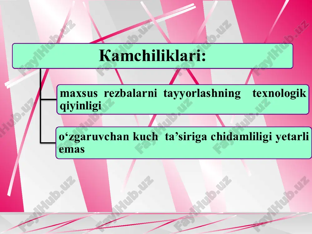 arni mahkamlash uchun ishlatiladi. bunda vint detaldagi rezbali teshikka buraladi, gayka ishlatilmaydi. shpilkali birikmalar (8-rasm, v) detallar birikmasini ekspluatasiya sharoitlariga ko’ra ajratib turish hollari shart bo’lgan vaqtlarda qo’llanadi. bunda o’zakka ikki tarafdan rezbali o’yiq hosil qilinadi. shpilkani detalga gaykalar vositasida yoki shpilkaburagich yordamida buraladi. 8-rasm. boltli (a), vintli (b) va shpilkali (v) rezbali birikmalar agarda rezbali birikmalarga o’zgaruvchan kuch yoki moment ta’sir etsa, ular o’z-o’zidan bo’shashi va ko’ngilsiz hodisalarga olib kelishi mumkin. buning oldini olish uchun turli usullarni qo’llashga to’g’ri keladi. kontrgayka va prujinalovchi shayba ishlatish, shplint yoki simdan foydalanish, payvandlash usulidan foydalanish shunday usullardandir. 9- va 10-rasmlarda gaykani bo’shashib ketmasligini ta’minlovchi ba’zi usullar keltirilgan. 9-rasm. qo’shimcha ishqalanish yoki prujinalovchi shayba vositasida mahkamlash 10-rasm. holatlovchi detallarni qo’llash orqali gaykani mahkamlash: shplint (a), sim (b) va kaftchali shayba (v) ishlatish vintli juft nazariyasi gaykaga ko’yilgan moment va vint o’q bo’yicha yo’nalgan kuchi orasidagi bog’liqlik. agar vint o’q bo’yicha yo’nalgan f kuch …