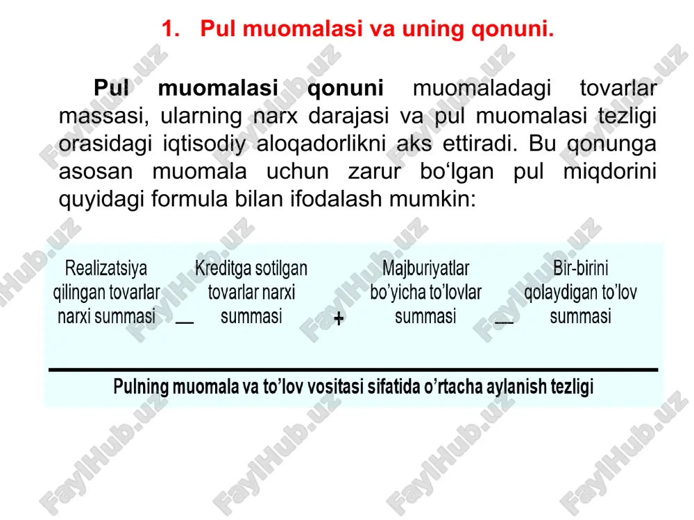 atda pul oborotining tarkibi va uni tashkil etish. qog‘oz – kredit pullar tizimi. qog‘oz – kredit pullar tizimining evolyutsion rivojlanishi, iqtisodiyotning globallashuvi va xalqaro mehnat taqsimotining chuqurlashuvi sharoitida pul oborotini vaqtdan va moliyaviy jihatdan yanada tejamliroq bo‘lishini, shuningdek, uni samaraliroq ishlashini ta’minlamoqda. elektron pullar — elektron pullar emitentining elektron shaklda saqlanadigan hamda elektron pullar tizimida to‘lov vositasi sifatida qabul qilinadigan shartsiz va chaqirib olinmaydigan pul majburiyatlari. elektron pullar tizimi. https://lex.uz/docs/-4575786 o‘zbekiston respublikasi pul tizimi va uning elementlari mamlakatimiz pul tizimini vujudga kelishini shartli ravishda uchta bosqichga guruhlash mumkin. birinchi bosqich. pul tizimining birinchi bosqichi 1991 yil sentyabrdan 1993 yil noyabr oyigacha bo‘lgan davrni o‘z ichiga oladi. ikkinchi bosqich 1993 yil noyabrdan 1994 yil iyun oyiga to‘g‘ri keladi. uchinchi bosqichi 1994 iyuldan to hozirgi kungacha bo‘lgan davrni o‘z ichiga oladi. ushbu davrda o‘zbekiston pul tizimi rossiya pul tizimiga bevosita bog‘liq edi. chunki bu davrda mamlakatimiz milliy valyutasi muomalaga kiritilmagan, barcha hisob …