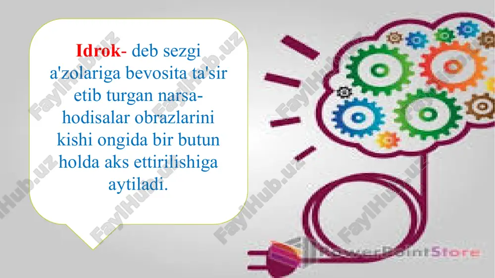 hi to`laroq, qora kiyimli kishi qotmaroq, xush bichimroq ko`rinadi. qizilrang issiqlik hosil qilsa, oqrang sovuqlik hosil qiladi va h.k. gallyutsinatsiya voqelikdagi narsa va hodisalarning tana a'zolarini qabul qilish analizatorlarga bevosita ta'sir etmasdan inson ongida turli obrazlarning (ovozlarning eshitilishi, sharpalarning sezilishi) xayolan, fikran paydo bo’lishidan iborat idrokning psixopatalogik (ruhiy xastalik) hodisasiga gallyutsinatsiya deyiladi. idrok turlari fazoni idrok qilish vaqtni idrok qilish harakatni idrok qilish ijtimoiy persepsiya ko'rish tuyish eshitish kinestezik hid bilish ta'm bilish aralash materiyaning yashash shakliga qarab idrokning tasnifi analizatorga qarab fazoni idrok qilish vaqtni idrok qilish harakatni idrok qilish aktivligiga ko'ra ixtiyoriy ixtiyorsiz fazoni idrok qilish - forma, kattalik, ob’ektlarni joylashishi, ularning re’lefi va yo`nalganligini idrok etishda ifodalanadi. fazoni idrok etish kuchini, teri tuyush va muskul harakat organlari asosida yuzaga keladi. fazoni idrok qilish fazoni idrok qilinishi kishining o`zini kurshab turgan muhitni chamalashining mukarrar shartlaridan bo`lib, uning ushbu muhit bilan o`zaro birgalikdagi harakatida katta rol o`ynaydi. fazoni idrok …