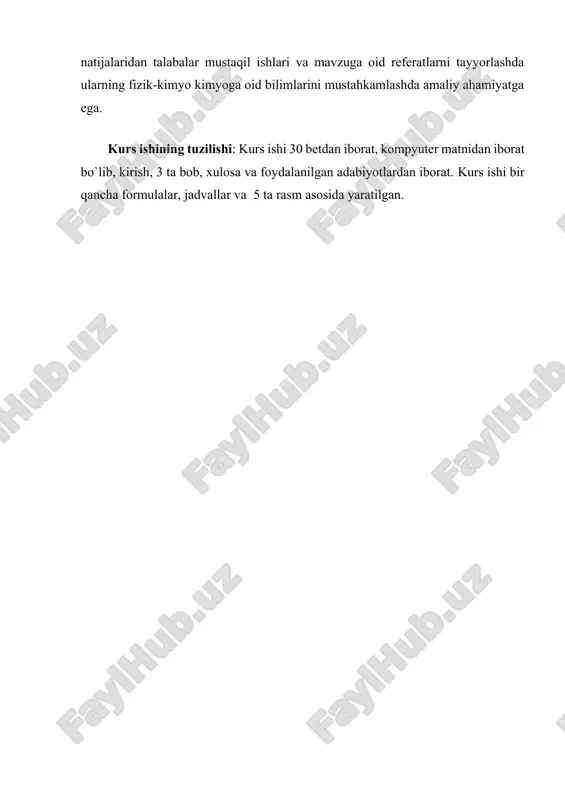 diffuziya tezligi gazlarda eng kata, qattiq moddalarda esa eng kichik tezlikda sodir bo`ladi. erish jarayoni ham diffuziya bilan davom etadi. harorat va konsentratsiya oshganda diffuziya tezligi ortadi va muhit qovushqoqligi hamda diffuziyalanuvchi zarrachalar o`lchami oshganda diffuziya tezligi kamayadi. molekulyar massa ortishi bilan diffuziya tezligi koeffitsienti, demak, uning tezligi ham kamayadi. b) agar erituvchi bilan eritma o`rtasiga yarim o`tkazgich parda qo`ysak, bu parda orqali erituvchi zarrachalari eritmaga o`tib, uni suyultira boshlaydi. erituvchi zarrachalarining yarim o`tkazgich parda orqali o`tish jarayoni osmos deyiladi. osmos hodisasi natijasida osmotik bosim kelib chiqadi.bu bosim osmos hodisasini toxtatish uchun, ya`ni erituvchi molekulalarini pardadan o`tkazmaslik uchun eritmaga kerak bo`lgan tashqi bosimga tengdir. 1887-yilda p.pfeffeyr osmotik bosimni o`lchashga imkon beruvchi yarim o`tkazgich pardalar tayyorladi. eritmalarning osmotic bosimi juda katta qiymatga ega bo`ladi. masalan, dengiz suvining osmotic bosimi 2837 kpa ga yaqindir. p.pfeffeyr osmotik bosim konsentratsiya va temperaturaga bog`liq ekanligini qand eritmalarining osmotik bosimlarini o`lchash orqali topdi. 1886-yilda vant-goff va …