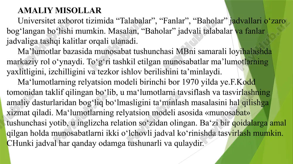 ma'lumotlar bazasi va munosabat - Page 5