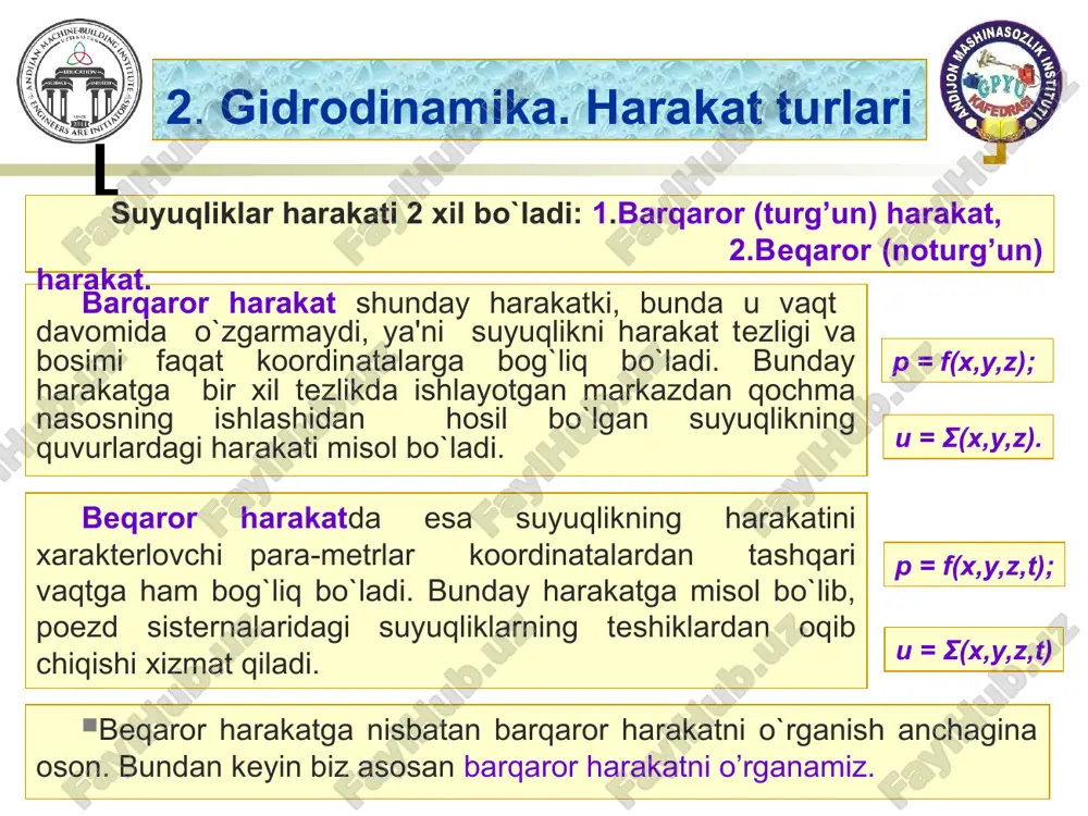suyuqlik kinematikasi.harakat turlari - Page 5