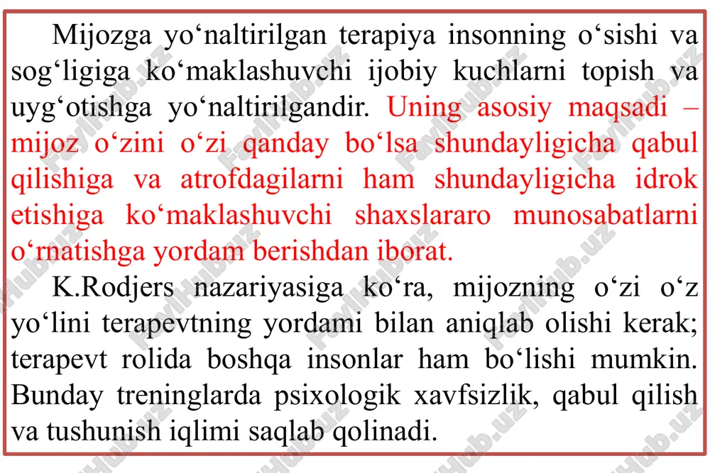inglar. ishtirokchilarni jalb qilinishiga qarab: ochiq (hamma uchun); yopiq (korporativ). ishtirokchilarning yoshi, professional, ijtimoiy mavqeiga qarab: mutaxassislar uchun; rahbarlar uchun; maktab o‘quvchilari, talabalar va kattalar uchun. psixologik adabiyotlarda yuqorida keltirilgan trening turlaridan tashqari trening mashg‘ulotlari davomida hal etiladigan muammolarga ko‘ra va soddaroq ko‘rinishdagi turlarga ajratilganligini ham ko‘rish mumkin. jumladan: 1. treningni davomiyligiga ko‘ra: - bir martalik treninglar: bir kundan yetti kungacha davom etadi; - doimiy treninglar: bir haftada 1-2 marotabadan bir oyda bir marotabagacha kuniga bir necha soat shug‘ullanishadi. 2. guruhdagi ishtirokchilarning soniga ko‘ra: - kichik guruhli treninglar – 4-8 ishtirokchi; - katta guruhli treninglar – 30 kishidan ortiq ishtirokchilar. 3. o‘tkazilish uslubiga ko‘ra: - "dressura" – xulq-atvorning eng kerakli namunalarini shakllantirish va keraksiz xulq-atvor shakllarini qat’iy manipulyativ usullar orqali bartaraf etish treninglari; - ishtirokchilarning o‘zini namoyon etishlariga imkon yaratish – o‘zidagi psixologik muammolarning yechimini mustaqil hal etish usuli orqali imkon yaratiladi. - o‘rtacha guruhli treninglar – 8-30 ishtirokchi; - …