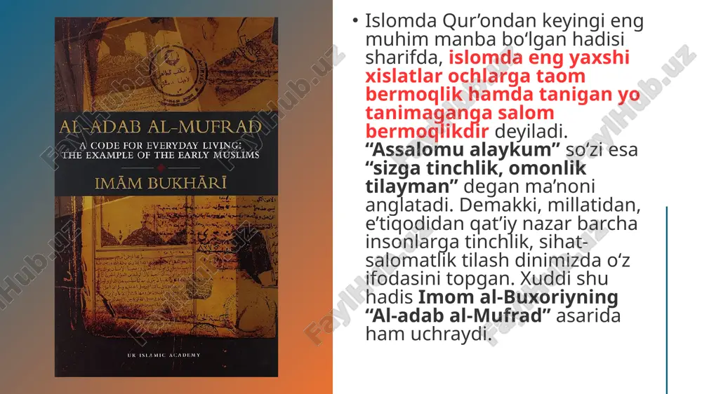 ha musulmonlardan ustuni bo‘lmagan. musulmonlar hukmiga o‘tgan shaharlarda masjid va madrasa qurishga katta e’tibor berardilar. agar shahar katta bo‘lsa, u holda bir emas, bir nechta masjid va madrasa qurilardi. ana shular qatorida 1173 yilda vafot etgan benyamin totbaliy guvoh bo‘lgan iskandariyadagi 20 ta madrasa ham turadi. bundan tashqari bag‘dod, qohira, kordova va shunga o‘xshash katta shaharlarda labaratoriya, rasadxona hamda ilmiy tadqiqotga asqotadigan barcha sharoit yaratilgan, kitobga boy kutubxonalarga ega jome’a – universitetlar qad ko‘targandi. musulmon tarixshunoslari rivoyatiga ko‘ra, birgina ispaniyada arablarga tegishli 70ta kutubxona bo‘lgan. xalifa “al-hakamus-saniy”ning kordova shahridagi xos kutubxona tokchalarida olti yuz ming kitob terilgandi. shulardan qirq to‘rt jildi fihrist – mundarija bo‘lgan. shu sababli dono karl to‘rt yuz yildan keyin fransiyaning qirol kutubxonasida to‘qqiz yuz jilddan ziyoda kitob jamlay olmagan. u jamlagan kitoblarning uchdan bir qismi ilohiyot ilmiga tegishli bo‘lgan, deyiladi”. islomda oila munosabatlari bugun butun dunyo oila instituti inqiroziga, xususan, nikohlar beqarorligi, ajrashishlar soni ortishi, nikohsiz …