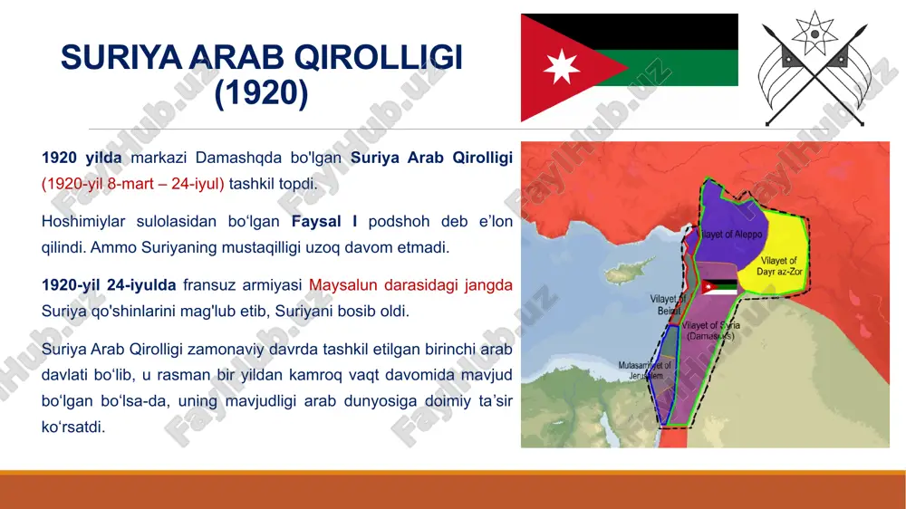 ining asoschilariga aylanishdi. * neonatsizm – ikkinchi jahon urushidan keyin millatchilik va irqchilik bilan bogʻliq jangari, ijtimoiy va siyosiy harakatlarni oʻz ichiga oladi. ushbu oqim ekstremistlari natsistlar mafkurasini qayta tiklash intilishadi. neonatsistlar oʻz mafkurasini qora tanlilar ustidan nafrat orqali oq tanlilar ustunligini targʻib qilish, irqiy va diniy qarashlarni cheklash (antisemitizm va islomobofiya) va fashistik davlat yaratish haqidagi gʻoyalar bilan ifodalashadi partiyalar arab sotsialistik uyg'onish partiyasi - qisqacha ba’s (tirilish) deb ataladi. 1947-yil 7-aprelda mishel aflaq, salah al-din bitar va zaki arsuzi tomonidan suriyada asos solingan siyosiy partiya. partiya mafkurasi arab sotsializmi va bo'lgan ba’sizmdir. 1963-yilda harbiy to‘ntarish natijasida ba’schilar iroqda hokimiyatni qo‘lga kiritishga muvaffaq bo‘ldilar. 1963-yil 8-martda suriyada ba’schilar hokimiyatni qoʻlga olishdi va bu partiyaning bu mamlakatda uzoq davom etgan hukmronligining boshlanishi edi. 1966 yilda suriyadagi to'ntarishdan so'ng, ba’s milliy rahbariyati hokimiyatdan chetlatilganidan so'ng, partiya aslida ikkita mustaqil tashkilotga bo'lindi - suriya va iroq tarafdori (ingliz) rus. fraksiyalar, ularning har …