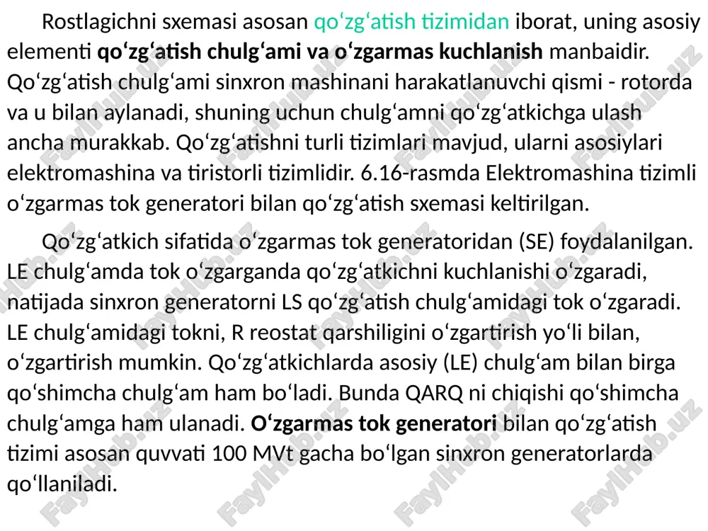 sinxrongeneratorlarning qo‘zg‘atishni avtomatlashtirilgan usullari - Page 5