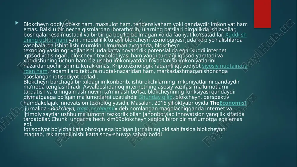 blokcheyn texnologiyasi va uning foydalanish sohasi - Page 5