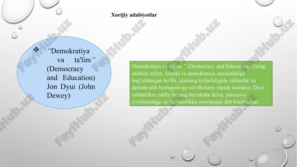 “sifatli tarkib 2030 ”dasturini ishlab chiqish. 04. umumta’lim maktablarida kadrlar yetishmovchiligi sababli ishga qabul qilish jarayonida ma‘lumoti to‘g‘risida diplom yoki ma‘lumotnoma so‘raladi, suhbat asosida sinov muddati bilan ishga olinadi. polsha maktablar ish e'lonlarini o‘zlarining veb-saytlarida, o‘qituvchilar uchun ish izlash platformalarida (masalan, pracuj.pl, olx), mahalliy gazetalar va ta'lim vazirligining veb-saytida joylashtiradilar. pedagog xodimlarni ishga qabul qilishda adolatlilik va shaffoflik prinsipi asosida inson omilini aralashuviga yo‘l qo‘ymasdan salohiyatli ,bilimli kadrlarni tanlab olish mexanizmini yo‘lga qo‘yish lozim. yakuniy xulosalar 02 kasbiy tajribasi o‘qituvchilarning ma‘lum darajada o‘qitishdan xabardorligi hamda o‘quvchilar bilan ishlashda mehribonlik va adolat tamoyili bilan ishlash ko’nikmasiga ega bo’lishi lozim 01 pedagogik ma’lumoti o‘qituvchilar o‘z mutaxassisliklari bo‘yicha tegishli ma’lumotga va o‘qitish uslublari haqida chuqur tushunchaga ega bo‘lishlari zarur. 03 shaxsiy sifatlari o‘qituvchilar vatanparvar sabr-toqatli, fidoyi, mehribon, o‘quvchilarga yaxshi munosabatda bo‘lishi va ularni qo‘llab- quvvatlashi kerak. 01 02 03 04 kompetensiya direktor mahoratli va strategik fikrlash hamda boshqaruviga ega bo‘lib , kadrlarni lavozimlarga …
