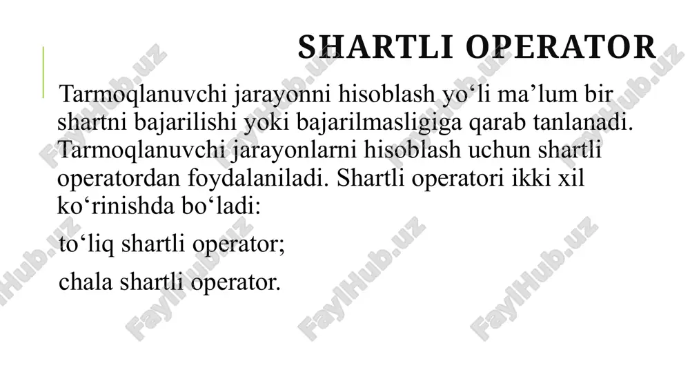 tarmoqlanish va uzilishlarni tashkil etish operatorlari - Page 5