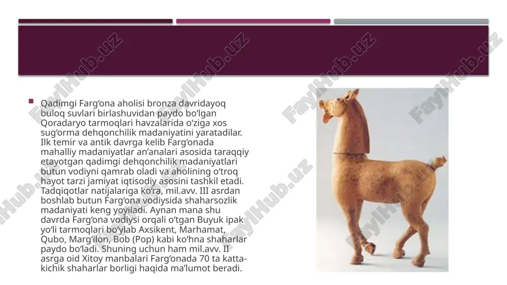 a, urush va tinchlik, diplomatik masalalarda hal etuvchi kuch va huquq oqsoqollar kengashi qo‘lida edi. so‘nggi yillarda davan davlati tarixi bo‘yicha samarali ish olib borayotgan b.x.matboboyevning yozishicha, ichki tartibni saqlash va mamlakatni tashqi dushmandan himoya qilish uchun davan davlatida asosan piyoda askarlar va otliq suvoriylardan iborat bo‘lgan 60 ming kishilik qo‘shin mavjud edi. manbalarning ma’lumot berishicha, davanliklar «otda ketayotib o‘q otishda mohir bo‘lganlar». jangchilarning qurollari o‘q-yoy va nayzadan iborat bo‘lgan. davan qo‘shinlari ochiq jangga kirishga ham, uzoq muddatli mudofaa urushlari olib borishga ham qodir bo‘lgan. image1.png image2.jpg image3.jpg image4.jpg image5.jpg image6.png image7.png image8.jpg image9.png /docprops/thumbnail.jpeg