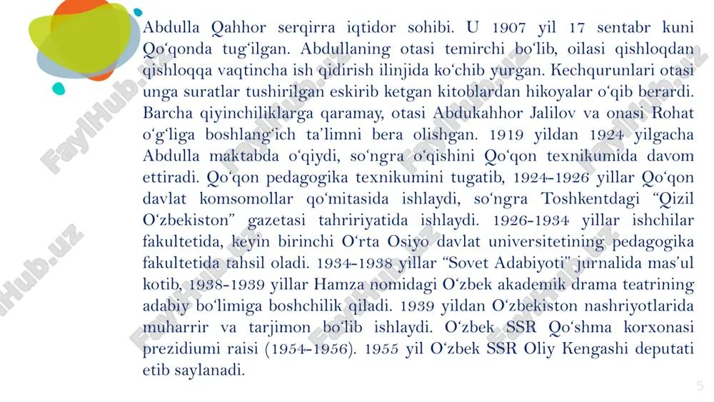 abdulla qahhor hayoti va ijodi - Page 5