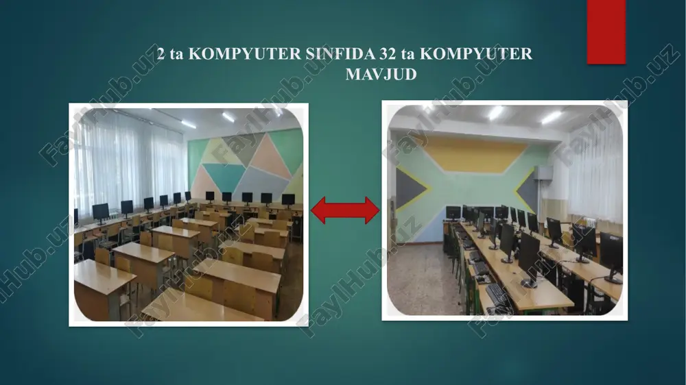 oslanib, shaxsiy tavsiyalar beriladi yoki kerak bo‘lsa, maxsus psixologik mashg‘ulotlar tavsiya etiladi. 2 “a”- sinfining matematika darsini psixologik tahlili darsning psixologik tahlili – bu o‘quv jarayonining samaradorligini baholash, o‘quvchilarning psixologik holati va darsga bo‘lgan munosabatini o‘rganish, shuningdek, o‘qitish jarayonida yuzaga kelishi mumkin bo‘lgan psixologik muammolarni aniqlash va ularni bartaraf etish bo‘yicha chora-tadbirlarni ishlab chiqishdir. darsni psixologik tahlil qilishning ahamiyati: o‘quvchilarning bilim olish jarayonini yanada samarali qilish. dars jarayonida yuzaga keladigan psixologik to‘siqlarni aniqlash va ularni bartaraf etish. o‘quvchilarning psixologik xususiyatlarini hisobga olib, individual yondashuvni shakllantirish. pedagogning dars o‘tish strategiyasini takomillashtirish. darsning psixologik tahlili asosida o‘quv jarayonini yanada takomillashtirish, o‘quvchilarning motivatsiyasini oshirish va ularga mos ta’lim usullarini tanlash mumkin. darsning psixologik tahlili 11- sinflar orasida dars soatlari jarayonida o‘quvchilarning o‘zini tutishi, o‘zaro va o‘qituvchi bilan munosabatlarini kuzatdik dars soatlari jarayonida o‘quvchilarning o‘zini tutishi, o‘zaro va o‘qituvchi bilan munosabatlarini kuzatishdan maqsad – o‘quvchilarning ijtimoiy va psixologik holatini tahlil qilish, ularning dars jarayonidagi …