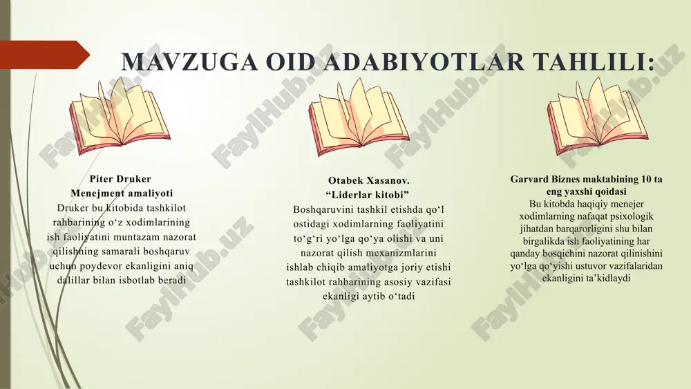 osh o‘qituvchilarni tajribali ustozlarga biriktirish. o‘ibdo‘ va metodbirlashma rahbarlari yil davomida tajribali o‘qituvchilarni yangi xodimlarga mentor etib tayinlash va ularning rivojlanishi ta’lim sifatini oshirishga xizmat qiladi. 4 o‘qituvchilarning ish faoliyatini o‘quvchilarning yutuqlari asosida baholash,ish samaradorligini oshiriishda maxsus platforma joriy etish. e.maktab.uz platformasidan o‘qituvchilarning baholash kreteriyalarni belgilash. o‘ibdo‘ va metodbirlashma rahbarlari i, ii yarim yillikda o‘qituvchilarda sog‘lom muhit shakllanadi va ish samaradorligi oshadi. e’tiboringiz uchun rahmat! image1.png image2.png image3.jpeg image4.gif image13.svg image11.png image15.svg image5.png image6.png image7.png image8.png image9.svg image9.png image11.svg image10.png image12.png image13.jpeg image14.jpeg image15.jpeg image16.png