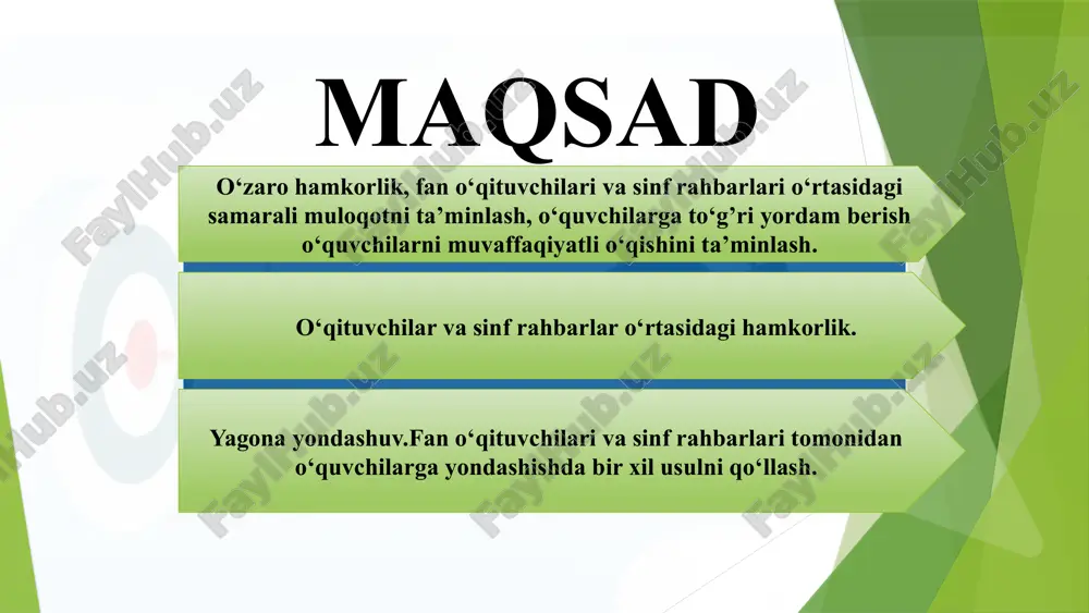 i rivojlantirish strategiyalari muhokama qilinmaydi. sinf rahbarlari o‘quvchilarni umumiy rivojlanishini nazorat qiladi. fan o‘qituvchilari esa oz predmeti bo‘yicha bilim beradi. ular birgalikda o‘quvchilarni strategik rivojlanishi bo’yich rejalar ishlab chiqadilar, muntazam ravishda yig‘ilishlar o‘tkazadi. sinf rahbari fan o‘qituvchilari har chorakda ushbu tizim induvidual yondoshuvlarni ta’minlaydi va o‘quvchilar o‘qishdagi muvaffaqiyatlarini oshiradi. sinf rahbarlari va fan o‘qituvchilari birgalikda ta’lim va tarbiya jarayonida o`quvchilarni kuzatib tahlil qilishmaydi. dars o‘tilgandan keyin barcha o‘qituvchilar yig‘ilib dars jarayonini tahlil qilishadi, o‘quvchilarni qiyinchiliklari haqida fikr almashadilar, sinf rahbarlari o‘quvchilarni psixologik qo‘llab-quvvatlash bo‘yicha tavsiya beradi. o‘tibido‘ mmibdo‘ sinf rahbari fan o‘qituvchilari har oyda dars jarayonini sifatini oshirishga yordam beradi va o‘quvchilarni induvidual ehtiyojlarini inobatga oladi. sinf rahbari va fan o‘qituvchilari o’quvchilarni akademik va qo‘llab - quvatlash bo‘yicha birgalikda ishlamasliklari. sinf rahbar o‘quvchilarning emotsional va psixologik ehtiyojlarini tushunish uchun fan o‘qituvchilari bilan maslahatlashadi. ular maxsus qo‘llab - quvvatlash dasturlarini ishlab chiqadi. psixolog sinf rahbar fan o‘qituvchilari doimiy o‘quvchialar o’zlarini xavfsiz …