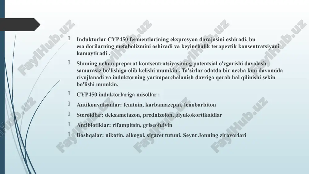 fermenti va uning fraktsiyalarining ishi, etanolning toksik asetaldegid hosil bo'lishi bilan oksidlanish reaktsiyasini katalizlaydi, spirtli ichimliklar almashinuvining asosiy yo'llaridan biridir. atsetaldegidning keyingi konversiyasi aldh fermenti ishtirokida sodir bo'ladi. tanadagi alkogolning past konsentratsiyasida bu barcha etanolning 80-90% o'tadigan asosiy yo'ldir. ikkinchi yo'l mikrosomal fermentlarning ishi bilan belgilanadi va xususan, sitoxrom p-450 ning ishi, masalan, dorilarning metabolizmidan farq qilmaydi; alkogolning oz miqdori tanaga kirganda kichik rol o'ynaydi, lekin muntazam ravishda qabul qilish bilan mikrosomal oksidlanish ulushi ortadi (7 martagacha). uchinchi usul etanolni vodorod peroksid ishtirokida katalaza bilan oksidlanishi va bir xil aldegid hosil bo'lishi bilan bog'liq. bu reaktsiya asosan nerv hujayralariga xos bo'lib, u hujayralarning peroksizomalari va sitozolida sodir bo'ladi, uning qiymati katta emas, 2% dan ko'p emas; adh faolligi bilan bir qatorda, jigarda etanol almashinuvining tezligi uning nafas olish fermenti - sitoxrom p-450 bilan bog'langan mitoxondrial tizimining holatiga bog'liq bo'ladi. spirtli ichimliklarning katta konsentratsiyasi tanaga kirganda, vodorod periksni parchalaydigan katalaza roli …