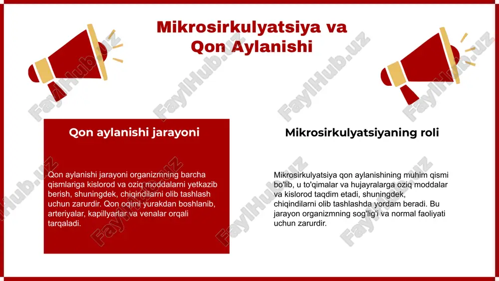 shda muhim rol o'ynaydi, bu esa umumiy sog'liq va farovonlikni ta'minlaydi. 1 2 3 mikrosirkulyatsiya: sog'liq uchun muhim omillar mikrosirkulyatsiya organizmning sog'lig'ini saqlashda muhim rol o'ynaydi. kapillyarlar, arteriolalar va venulalar orqali qon oqimi, kislorod va oziqa moddalarini to'g'ridan-to'g'ri to'qimalarga yetkazib beradi. bu jarayonlar organizmning barcha tizimlarining to'g'ri ishlashi uchun zarur. sizning sog'lig'ingizni yaxshilash uchun mikrosirkulyatsiyaning ahamiyatini qanday baholaysiz? mikrosirkulyatsiya organizmni qo'llab-quvvatlashda bir qator muhim funksiyalarni bajaradi. u: 1. to'qimalarda metabolik jarayonlarni tezlashtiradi. 2. toksinlarni chiqarib yuboradi. 3. immun tizimini mustahkamlashda yordam beradi. bundan tashqari, mikrosirkulyatsiya qon aylanishini tartibga solishda ham muhim ahamiyatga ega. sog'liqni saqlashda mikrosirkulyatsiyaning roli juda katta. yuqori sifatli mikrosirkulyatsiya sog'liqni yaxshilaydi, kasalliklarning oldini olishga yordam beradi va tezroq tiklanishga yordam beradi. mikrosirkulyatsiyani yaxshilash uchun turli usullarni qo'llash mumkin, masalan: - jismoniy faoliyat - to'g'ri ovqatlanish bu usullarni hayotingizga qanday qo'shishingiz mumkin? “ mikrosirkulyatsiya muammolari organizmning sog'ligiga jiddiy ta'sir qiladi. dr. azamov, tibbiyot fanlari doktori 1 2 3 …