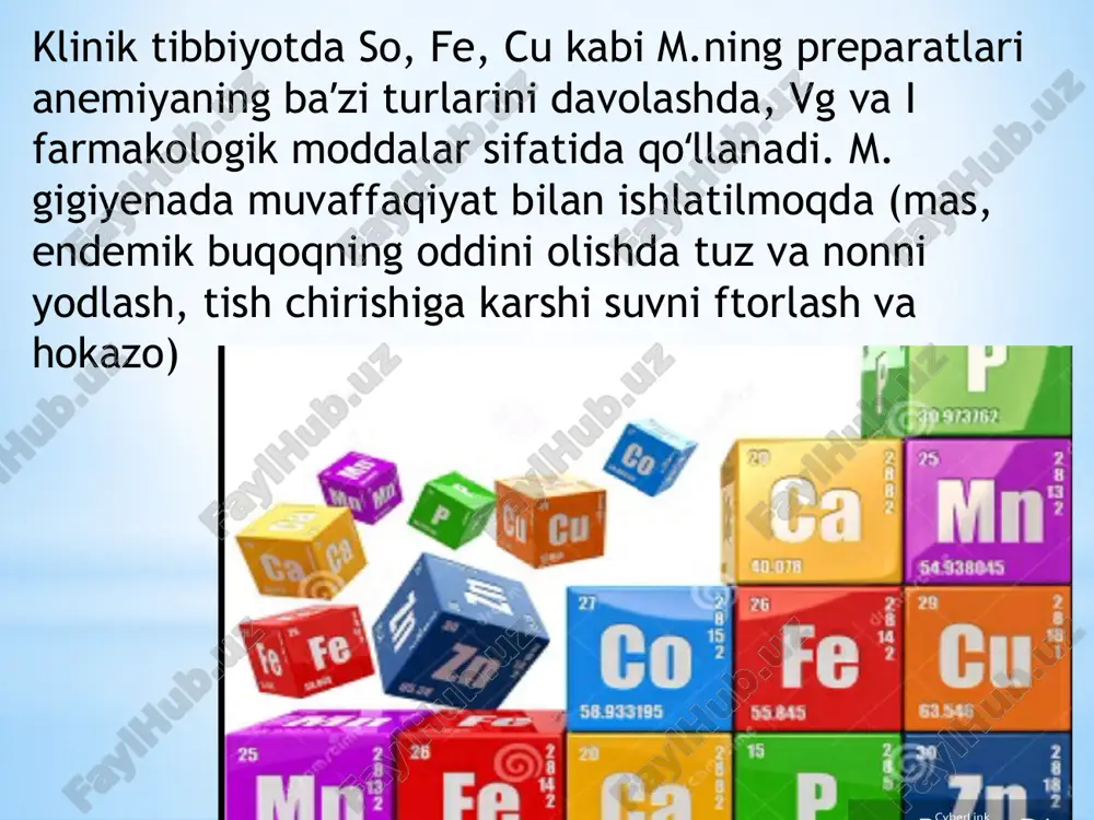 ishi bilan ifodalanadigan eritremiyalar, oq qon sistemasi kasalliklariga turli xil leykozlar, koʻp sonli miyeloma kasalligi, xojkin kasalligi (limfogranulema-toz), limfosarkoma, retikulosarkoma va boshqa kiradi. anemiya (yunoncha an – inkor qoʻshimchasi va haima – qon), kamqonlik – qonda eritrotsitlar soni va gemoglobin miqdorining kamayishi, sifatining oʻzgarishi bilan kechadigan kasallik. anemiyaga qon yaratilish jarayonining buzilishi, asosiy qon yaratuvchi toʻqima – koʻmikning oʻz funksiyasini yetarli bajara olmay qolishi sabab boʻlishi mumkin. temir va vitamin b12 yetishmasligi oqibatida kelib chiqadigan anemiya birmuncha keng tarqalgan. oz-ozdan uzoq vaqt qon ketib turganda, mas, ba-vosir yoki meʼda va oʻn ikki barmoq ichak yarasi kasalligida ham koʻpincha anemiya kuzatiladi. hayz qoni uzoq va koʻp ketadigan ayollarda ham temir yetishmasligidan kelib chiqadigan anemiya tez-tez uchrab turadi. temir yetishmasligiga aloqador anemiyaga bot-bot homilador boʻlish, uzoq vaqt bola emizish sabab boʻladi, chunki homiladorlik va emizuklik davrida ona organizmidagi temir zaxirasining bir qismi bolaga oʻtadi. kichik yoshdagi bolalarda kuzatiladigan kamqonlik ularni notoʻgʻri ovqatlantirish, …