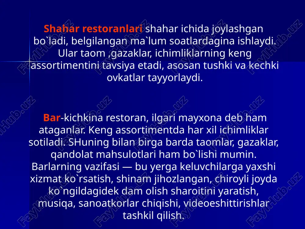 turizm sohasida restoranlar o'vqatlanish - Page 5