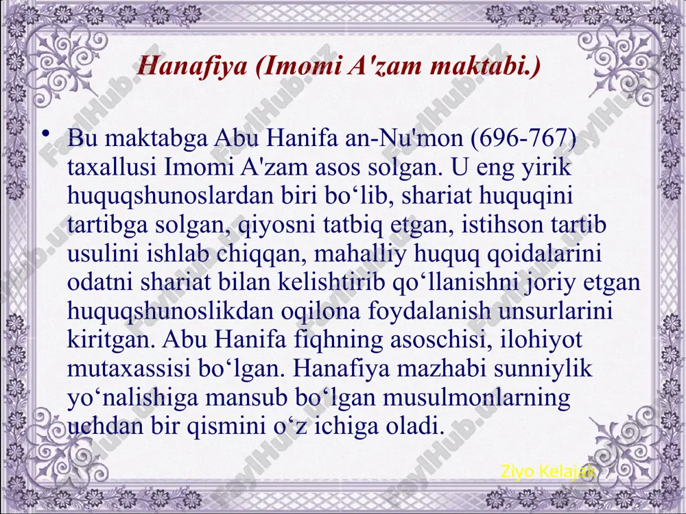 o ikkiga: zohiriy (tashqi) – ochiq va botiniy (ichki) – maxfiy ta'limotlarga bo‘linadi. zohiriy ta'limoti shialarning umumiy ta'limotidan kam farq qiladi, bu ta'limot sektaning maxfiy ta'limotidan bexabar bo‘lgan oddiy ismoiliylar ommasiga mo‘ljallangan. botiniy ta'limoticha, mutlaq xudo o‘zidan quyi bo‘lgan 7 ta pog‘onani ajratadi (emanatsiya), ya'ni mutlaq xudo, olamiy aql, olamiy jon, birlamchi materiya, fazo, vaqt va kamolotga erishgan inson (ya'ni payg‘ambar). ismoiliylar ta'limoti bo‘yicha, kamolotga erishgan inson (al-inson, al-komil) o‘zida «olamiy aql»ni aks ettirgan notiq (gapiruvchi) bo‘lib, xudo ta'limotini insonlarga etkazib beradi, uning yordamchisi somit (jim turuvchi) esa payg‘ambar ta'limotidagi botiniy mazmunni tushuntirib beradi, deb hisoblanadi. o‘rta asr mobaynida ismoiliylar orasidan nizoriylar (hashshoshiylar), musta'liylar, druzlar, karmatlar ajralib chiqqan. ismoiliylar ta'limoti, xususan, karmatlar ideologiyasi islom diniga nisbatan oppozitsion xarakterda bo‘lgan. o‘rta asr tafakkuriinng yirik namoyandalari – rudakiy, ibn sino, ma'arriy va boshqalarga karmatlar ideologiyasi ta'sir ko‘rsatgan. mashhur shoir va mutaffakkir nosir xisrav esa ismoiliylarning yirik namoyandalaridan biri bo‘lgan. ziyo kelajak www.arxiv.uz …