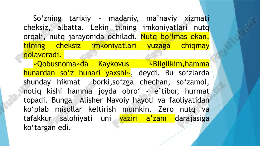 a nutqni qanday ta’riflaydi? 6. til madanyati va nutq madanyati 7. nutq odobi nima? 8. nutqiy etiket nima? /docprops/thumbnail.jpeg