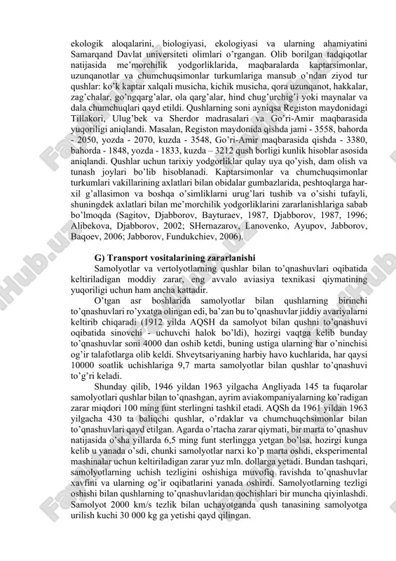 rini temir yo’l stansiyalariga o’rnatib temir yo’l transporti harakatiga jiddiy xalaqit bermoqda. a.m.bolotnikov va uning xodimlari (1981) ma’lumotlariga ko’ra, go’ng qarg’alarning elektr uzatish liniyalari ustunlarida joylashgan uyalari (bir ustunda 55 tagacha uya borligi sanalgan), energiya tarmog’ida avariyali holatlarni keltirib chiqaradi (har olti ustunda uya qurish mavsumida 15 tagacha avriyalar qayd etilgan). oqibatda joylarda iqtisodiy zararlar hajmi oshib bormoqda. o’zbekiston sharoitida oq laylaklarning yuqori kuchlanishli elektr ustunlariga uya qo’yishlari farg’ona vodiysi elektr tarmoqlari ishiga juda katta zarar yetkazmoqda. masalan, faqatgina namangan elektr tarmoqlari korxonasida 1994 yilda oq laylaklarning uya qo’yishlari tufayli 92 marotaba qisqa tutashuvlar sodir etilgan. shundan 40 tasi oq laylaklarning suyuq axlatlari orqali, 52 tasi esa bevosita oq laylaklarning o’zlari orqali yuzaga kelgan. 1995 yilning yanvar, fevral, mart va aprel oylari ichida 4 marotaba ana shunday qisqa tutashuvlar qayd etilgan. 1995 yil 25 mayda namangan viloyatining pop tumani hududigagi “obi hayot” stansiyasidagi oq laylaklar tomonidan yetkazilgan moddiy zarar bir …