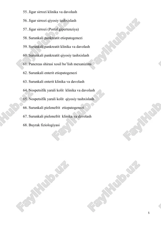 ichki kasalliklar modulidan savollar to'plami - Page 5