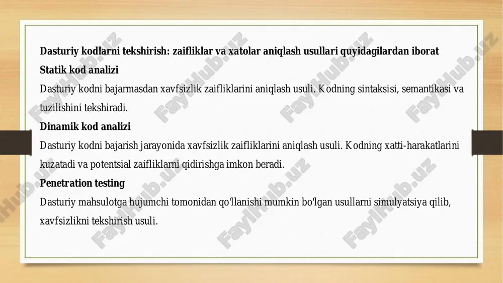 dasturiy mahsulotlar uchun xavfsizlik audit tizimi - Page 5