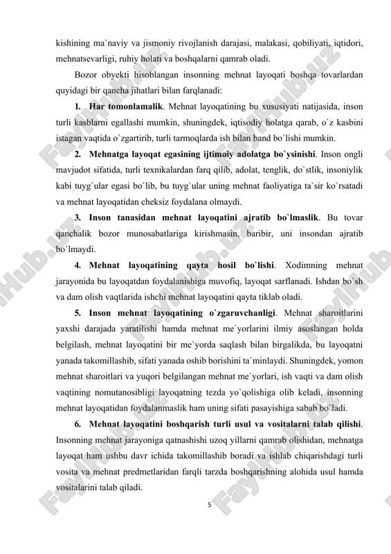 rtibga solish. iqtisodiyot fanida mehnat bozori konyunkturasi tushunchasi ham mavjud. u asosan, uch turli bo`lishi mumkin: · xodimlar taqchilligi. bu holda mehnat bozorida ish kuchi taklifi unga talabga nisbatan yetarlicha bo`lmaydi; · ishsizlik. bu holda mehnat bozorida ish kuchi taklifi unga talabga nisbatan ortiqcha bo`ladi; · muvozanat. bu holda mehnat bozorida ish kuchi taklifi bilan unga talab o`rtasida muvozanat bo`ladi. iqtisodchi olimlarning mehnat bozorini turli mezonlar bo`yicha guruhlarga ajratishlarini tahlil qilib, biz mehnat bozorini makon xususiyatiga ko`ra (hududiy, xalqaro, jahon), kasb turlari bo`yicha (yangi, an`anaviy, alohida), mazmuniga ko`ra (ichki, tashqi), mehnat bozorining egiluvchanligi bo`yicha (to`liq ish bilan bandlik, to`liqsiz ish bilan bandlik, ortiqcha ish bilan bandlik, uyda ish olib ishlash), rivojlanish darajasi bo`yicha (yashirin, boshqariladigan, tashkiliy), demografik belgilari bo`yicha (ayollar, erkaklar, yoshlar, mehnat qilish yoshidagi mehnatga layoqatlilar, nafaqaxo`rlar, nogironlar) me`zonlari ko`rinishlarini ajratib ko`rsatdik (2-rasm). mehnat bozori ko`rinishlari o`rtasida qat`iy chegara bo`lmay, biz ko`rsatgan me`zonlar bo`yicha bu bozor ko`rinishlarini bir-biridan ajratib …