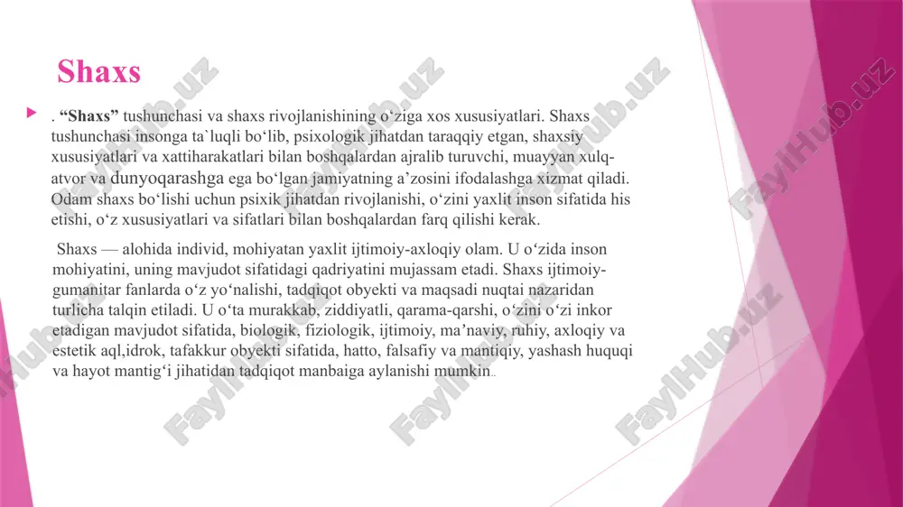 olish, 2. erta tashxis qo'yish va davolash orqali kasallik rivojlanishining oldini olish, 3. profilaktika davosi va kasallikning qaytalanishini oldini olish va ularning surunkali shakllariga o'tish choralari. ruhiy kasalliklarning oldini olishda yuqumli kasalliklar, mastlik va tashqi muhitning boshqa zararli ta'sirlarini yo'q qilish kabi umumiy profilaktika choralari muhim rol o'ynaydi. ruhiy profilaktika (birlamchi) sharoitida odamga ruhiy ta'sirlarni, uning ruhiyatining xususiyatlarini va psixogen va psixosomatik kasalliklarning oldini olish imkoniyatlarini o'rganishga qaratilgan chora-tadbirlar tizimini tushunish odatiy holdir. aqliy profilaktika bilan bog'liq barcha tadbirlar zararli ta'sirlarga ruhiy chidamliligini oshirishga qaratilgan. bunga quyidagilar kiradi: bolani to'g'ri tarbiyalash, aqliy qoloqlikni, rivojlanish asenkroniyasini, psixik infantilizmni keltirib chiqarishi mumkin bo'lgan erta infektsiyalar va psixogen ta'sirlarga qarshi kurash, bu inson psixikasini tashqi ta'sirlarga nisbatan beqaror qiladi. birlamchi psixoprofilaktika birlamchi psixoprofilaktika paytida sog'lom turmush tarzi, sog'liqning qadrqimmati va barcha odamlarda sog'liqqa ehtiyoj hissi to'g'risida g'oya shakllanadi.shuningdek bir nechta kichik bo'limlarni o'z ichiga oladi: vaqtincha profilaktika,uning maqsadi kelajak avlodlar sog'lig'ini himoya qilish; …
