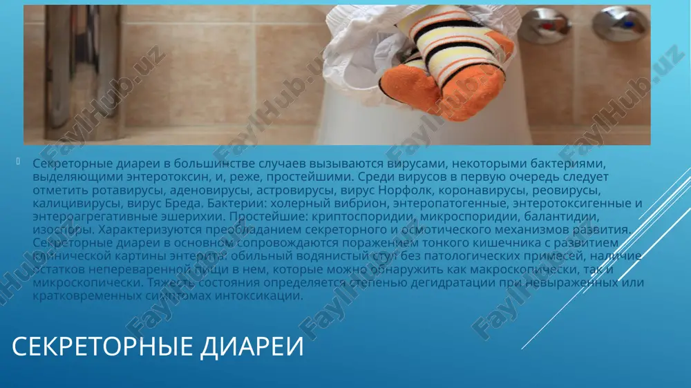 ryade sluchaev prodoljaetsya nedelyami i mesyatsami, okazivayas refrakternoy k naznacheniyu antidiareynix preparatov. mexanizm razvitiya diarei i steatorei pri saxarnom diabete mojet bit obuslovlen soputstvuyushey ekzokrinnoy nedostatochnostyu podjeludochnoy jelezi ili tseliakiey. opredelennoe znachenie imeyut takje osobennosti pitaniya bolnix saxarnim diabetom, v chastnosti priem zameniteley saxara - ksilita i sorbita, deystvuyushix kak osmoticheskie slabitelnie. diareya pri ekzokrinnoy pankreaticheskoy nedostatochnosti diareya pri ekzokrinnoy pankreaticheskoy nedostatochnosti yavlyaetsya rezultatom snijeniya virabotki podjeludochnoy jelezoy fermentov, uchastvuyushix v perevarivanii i vsasivanii jirov (lipaza, kolipaza, fosfolipaza a), belkov (tripsin, ximotripsin, elastaza, karboksipeptidaza) i uglevodov (amilaza). voobshe rezervnie funktsionalnie vozmojnosti podjeludochnoy jelezi ochen veliki, v svyazi s chem, naprimer, steatoreya voznikaet lish pri snijenii virabotki lipazi bolee chem na 90%. vse je diareya pri xronicheskom pankreatite vstrechaetsya sravnitelno chasto. ee udaetsya viyavit u 30% takix patsientov. v patogeneze diarei pri snijenii ekzokrinnoy funktsii podjeludochnoy jelezi igrayut rol takje narusheniya motornoy i sekretornoy funktsiy jeludochno-kishechnogo trakta, voznikayushie v rezultate togo, …