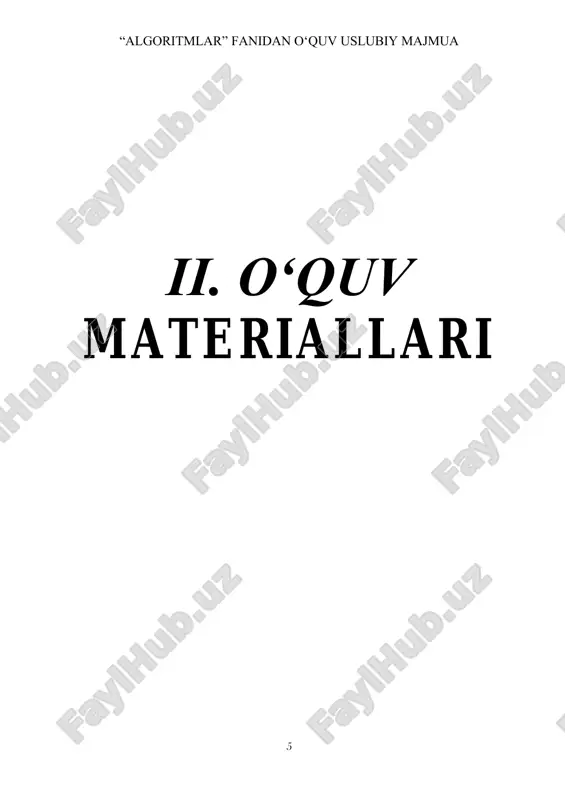 oritm natijaviy kattaliklar “algoritmlar” fanidan o‘quv uslubiy majmua 9 odam dnk si tarkibidagi 100 ming gen identifikatsiyasi, dnk-ni tashkil etuvchi 3 milliard asosiy juftlikni saralashva tahlili masalasi; internetda ma’lumotlar olish masalasi: kata hajmdagi ma’lumotlarni olish, jo‘natish,qidiruv va optimal marshrut tanlash; electron kommertsiya masalalarida( kredit karta nomerlari , parollar, bank xisob-kitob raqamlari himoyasi, raqamli imzo va b); algoritmlarni ishlab chiqishda masalani yechimi uchun zarur bo‘lgan vaqt va xotira hajmi muhim ko‘rsatgichlar hisoblanib algoritmlarni yaratishda ularni samarali foydalanishni hisobga olish zarur. aynan bir masalani yechish uchun turli algoritmlar tuzilishi mumkin. ular bir-biridan samardorlik darajasi bilan farqlanadilar. bu farq turli texnik va dasturiy ta’minotlarda har xil bo‘lishi mumkin. misol uchun ikkita saralash algorutmlari farqini ko‘rib chiqamiz: saralash algoritmi sarflanadigan vaqt izoh joylashtirish usuli c1n 2 bu n 2 -ga propor- tsional c1-n ga bog‘liq bo‘lmagan doimiylik n-saralanadigan elementlar soni qo‘shish usuli c2nlgn lgn=log2n, c2-n ga bog‘liq bo‘lmagan doimiylik qo‘shish usuli joylashtirish usulidan samaraliroq …
