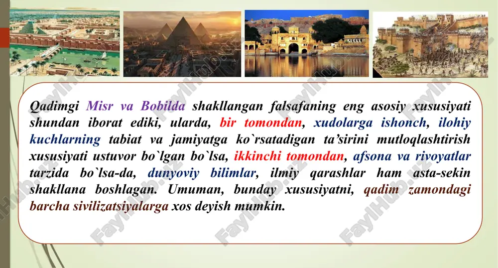 ahamiyatini saqlab qolgan. konfutsiy (551-479) konfutsiy komil inson (szyun-szi) haqidagi g‘oyasini yaratdi. szyun-szi yuksak ma’naviyatli inson – ikki asosiy xususiyatga ega bo‘lishi kerak: insoniylik va mas’uliyat (ajdodlar oldidagi qarzni)ni his qilish. komil inson, eng avvalo, ishonchli va fidoyi bo‘lishi kerak. u o‘zini ayamasdan o‘z ishonchiga, o‘z hukmdoriga, o‘z otasi va barcha o‘zidan kattalarga xizmat qilishi lozim. bunday inson doimo kamolot sari intiladi. konfutsiy (551-479) konfutsiy fikricha, olamni osmon boshqaradi. osmon irodasi — taqdirdir. biz yashab turgan olam, undagi tartib osmon hukmdori tomonidan yuborilgan. jamiyat hayotidagi tartibga qattiq amal qilish talab etiladi. tartib, konfutsiy nuqtai nazariga ko`ra, ilohiy mazmunga ega va uning mohiyatini «li» tushunchasi belgilaydi. u, ya’ni tartib dunyoning mohiyatini aks ettiradi. binobarin, jamiyatdagi barcha harakatlar unga binoan amalga oshishi lozim. tartib — insoniyat jamoasining eng oliy hayotiy qadriyatlaridan biridir. konfutsiyning ta’kidlashicha, shaxs faqat o`zi uchun emas balki jamiyat uchun ham yashashi kerak. konfunsiy ta’limotida insonning hayotdagi ijtimoiy o`rni nihoyatda …