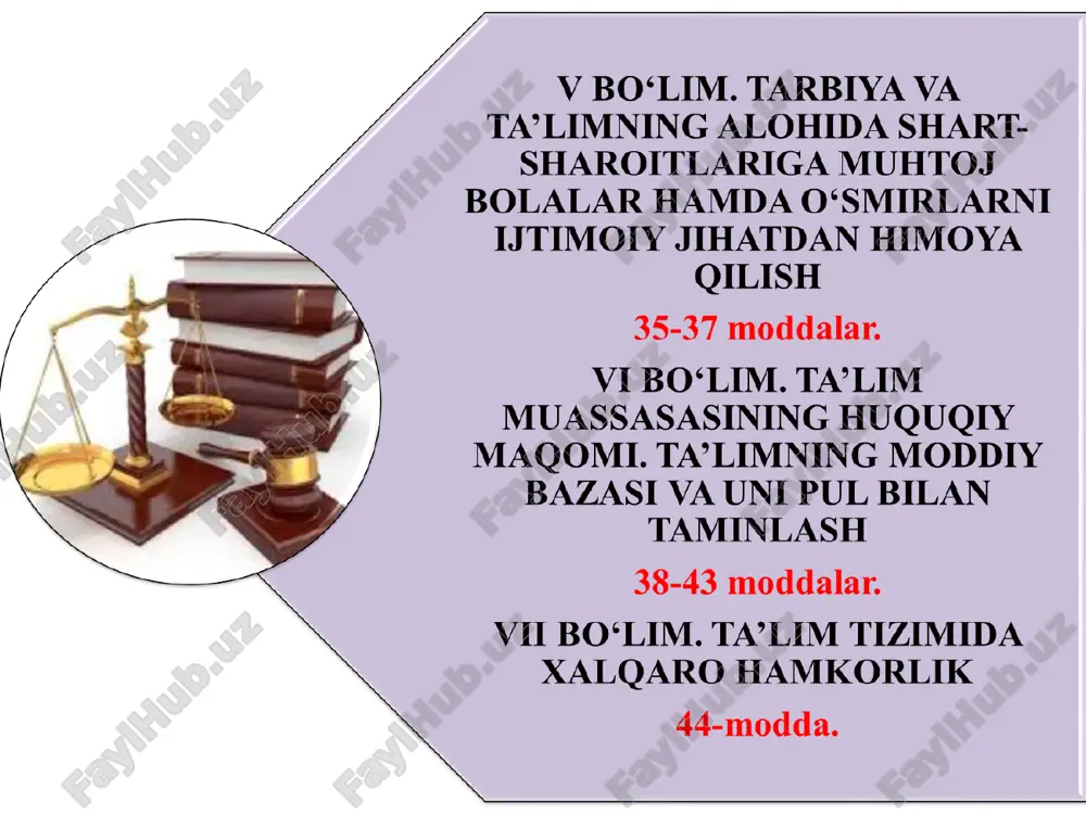 viloyati, gulistonda. 9. surxondaryo viloyati, termizda. 10. samarqand viloyati, samarqandda. 11. xorazm viloyati, xivada. 12. qashqadaryo viloyati, qarshida. 13. toshkent viloyati, nurafshonda. 14. toshkent shahri, toshkentda. ixtisoslashgan maktablar: 1. muso al-xorazmiy nomidagi faborot texnologiyalariga ixtisoslashgan maktab, toshkent shahrida. 2. mirzo ulug’bek nomidagi aniq fanlarga ixtisoslashgan maktab, toshkent shahrida. 3. bundan tashqari, respublikamizning har bir tumanida matematikaga ixtisoslashgan bittadan maktab tashkil etiladi. 4. ximiya va biologiyaga ixtisoslashgan maktablar ham tashkil etilishi rejalashtiril-moqda. o‘zbekistondagi oliy ta'lim muassasalari ro‘yxati (2022-yil 1-mart) ✅ bugungi kunda o‘zbekistonda 159 ta, shu jumladan toshkent shahrida 72 ta, hududlarda 87 ta oliy ta'lim muassasasi mavjud. shundan: universitetlar — 28 ta; institutlar — 47 ta; akademiyalar — 3 ta; konservatoriya — 1 ta; filiallar — 26 ta; xorijiy otm va uning filiallari — 30 ta; nodavlat otmlar — 24 ta. o‘zbekistondagi oliy ta'lim muassasalari ro‘yxati (2023-yil 1-noyabr) bugungi kunda o‘zbekistonda 212 ta, shu jumladan: xorijiy otm – 30 ta …