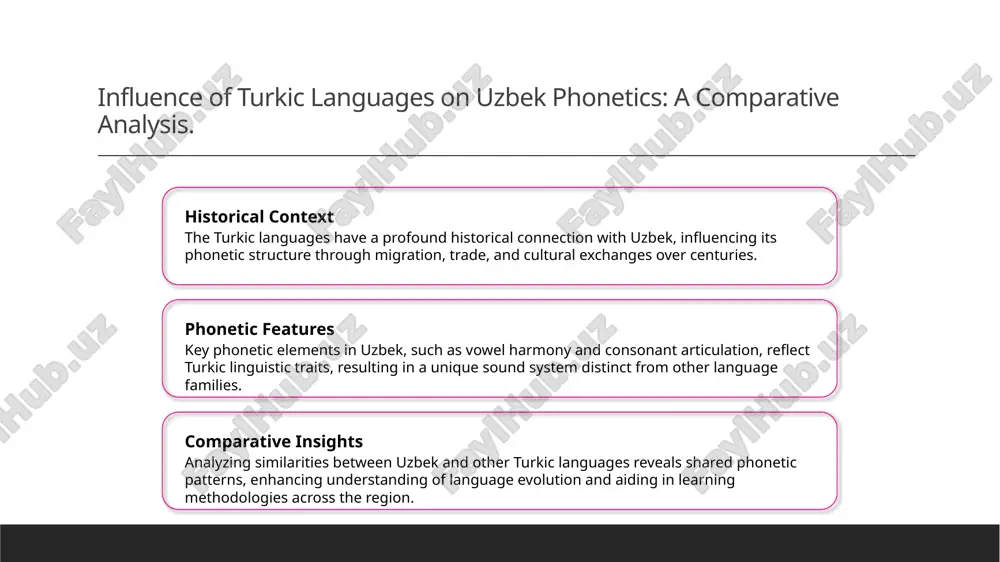 els, enhancing mutual intelligibility in specific phonetic contexts. consonant clusters both language families show a preference for certain consonant clusters, affecting syllable structure and influencing pronunciation patterns among learners. intonation patterns english and turkic languages utilize varied intonation patterns, which play a crucial role in conveying meaning and emotional nuance in spoken communication. stress and rhythm stress placement in english shares characteristics with turkic languages, where rhythmic patterns significantly impact phonetic flow and language acquisition strategies. cultural nuances in english pronunciation: influences from global languages. 1 global language impact english pronunciation has been shaped by numerous global languages, incorporating sounds and rhythm patterns that reflect colonial histories and cultural exchanges. 2 accent variation accents in english vary widely due to regional influences, with phonetic nuances borrowed from indigenous languages, immigrant communities, and neighboring cultures enriching its sound. 3 loanword influence the incorporation of loanwords from languages such as french, spanish, …