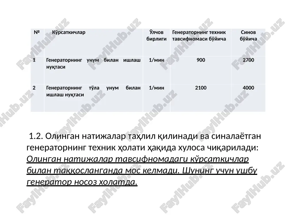 uzgaruvchan tok generatorining texnik xolatini aniqlash - Page 5